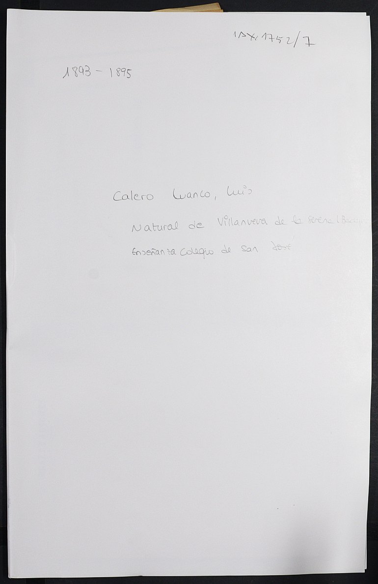 Expediente académico de Luis Calero Luanco.